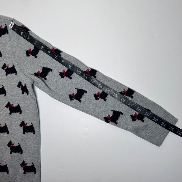 Charter Club Womens Sweater Scottie Dog Print Medium Gray Rhinestones Preppy - Picture 10 of 13
